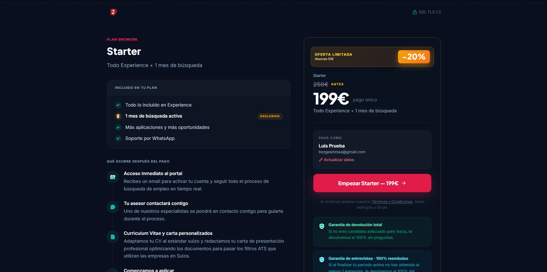 Checkout y planes de Growork con precios dinámicos conectados a Stripe